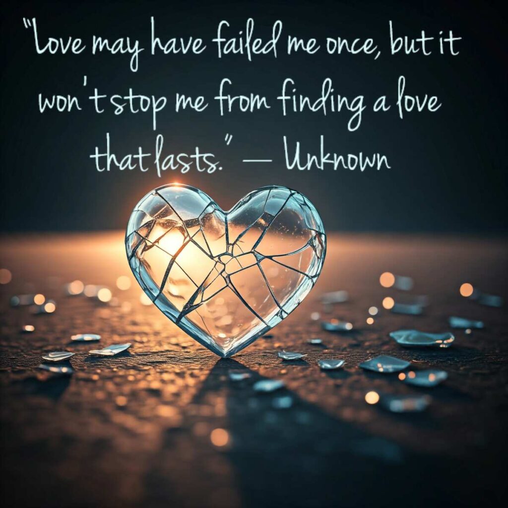  “Love may have failed me once, but it won’t stop me from finding a love that lasts.” — Unknown