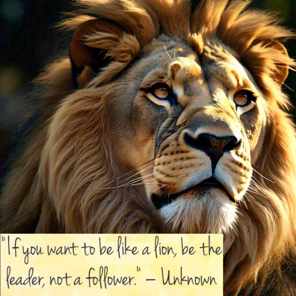 "If you want to be like a lion, be the leader, not a follower." – Unknown
