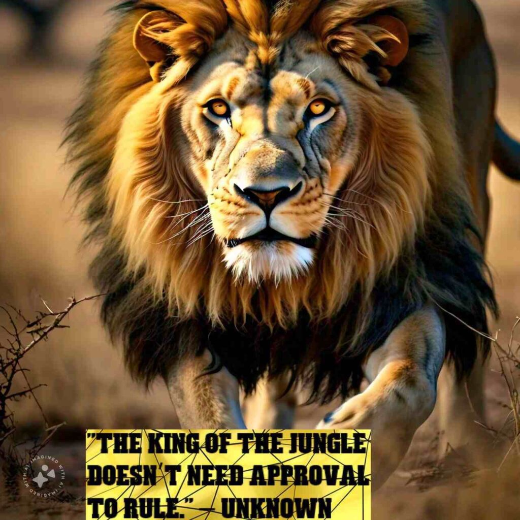 "The king of the jungle doesn’t need approval to rule." – Unknown