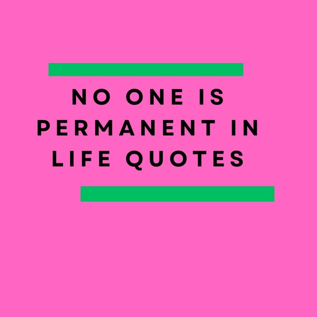 No One is Permanent in Life Quotes