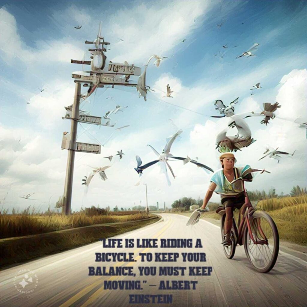 "Life is like riding a bicycle. To keep your balance, you must keep moving." – Albert Einstein