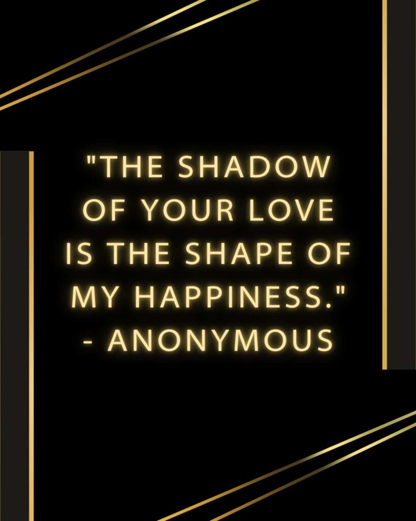 "The shadow of your love is the shape of my happiness." - Anonymous