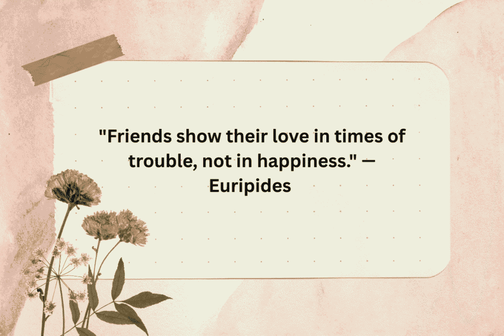 "Friends show their love in times of trouble, not in happiness." — Euripides 