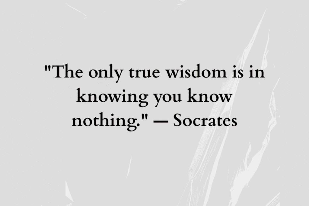 "The only true wisdom is in knowing you know nothing." — Socrates